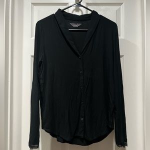 VS Black Soft Pajama Top Lace Edges size Small